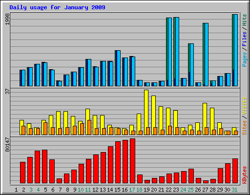 Daily usage for January 2009