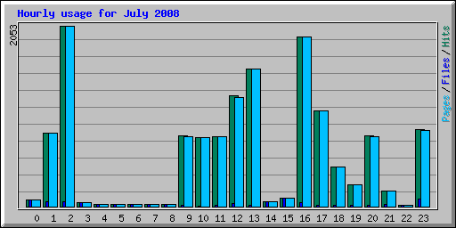 Hourly usage for July 2008