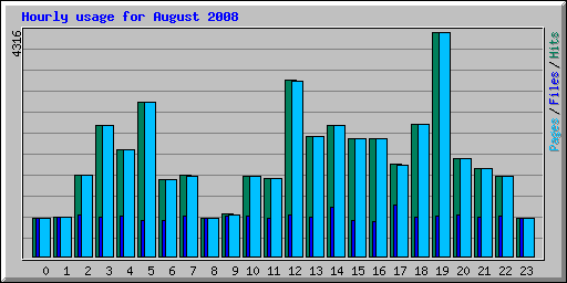 Hourly usage for August 2008