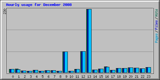 Hourly usage for December 2008