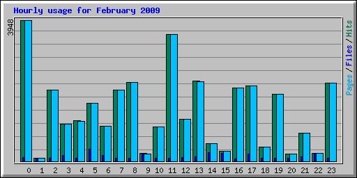 Hourly usage for February 2009
